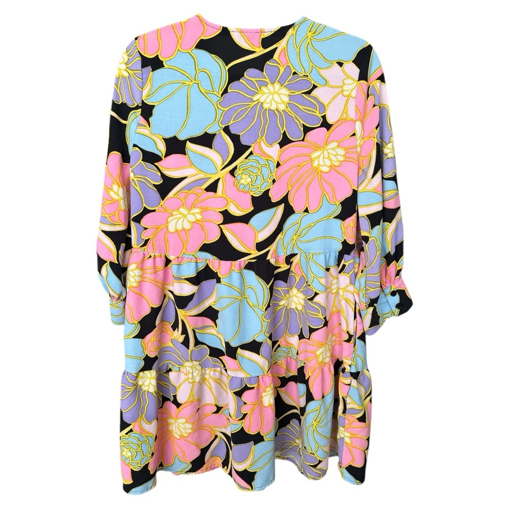 Who What Wear bright floral tiered dress with pockets Medium - Picture 4 of 6